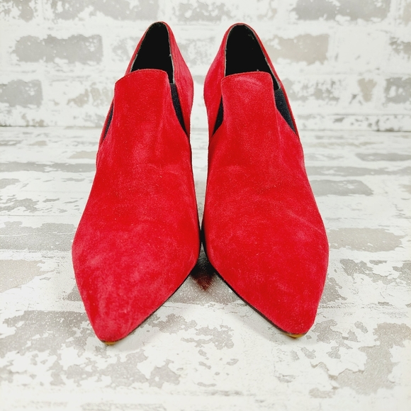 The Collection Red Suede Pointed Toe Slip On Heels O 398 - Picture 3 of 13